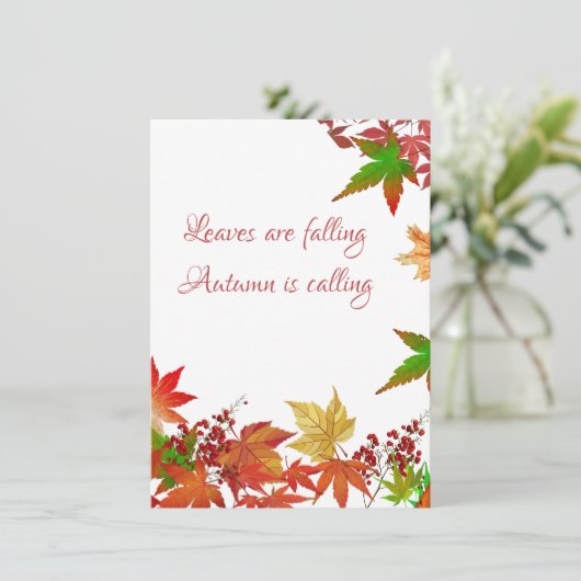 Carte Automne Appels Couleurs Automne Berry Rouge Feuill (Debout devant)