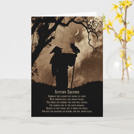 Carte Automne Automne Equinox Bénédictions Magicien et C (Fleur jaune)