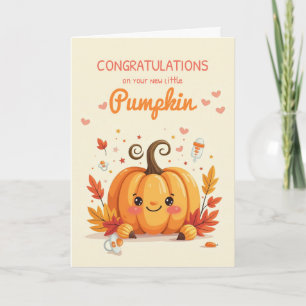 Carte Automne Bébé Sprinkle Félicitations Petit Citrouil