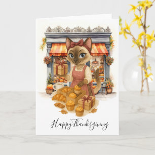 Carte Automne Boulangerie de chats Thanksgiving Amoureux