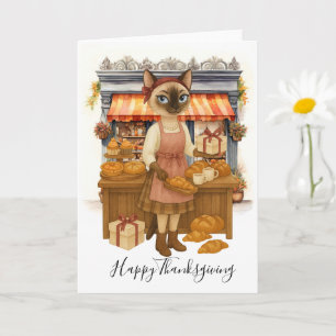 Carte Automne Boulangerie de chats Thanksgiving Amoureux