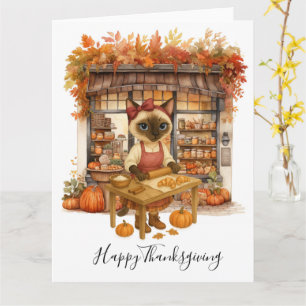 Carte Automne Boulangerie de chats Thanksgiving Amoureux