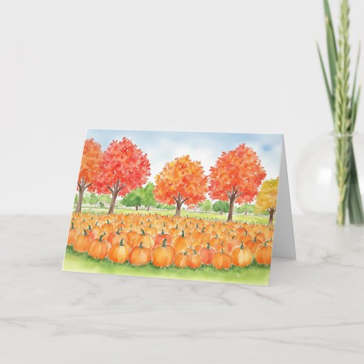 Carte Automne citrouille aquarelle Patch (Devant)
