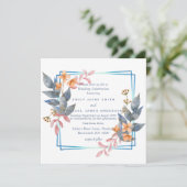 Carte Automne Dusty Blue Orange Leaf Mariage Invite Budg (Debout devant)