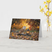 Carte Automne Équinoxe d'automne avec chandelles d'hibou (Fleur jaune)