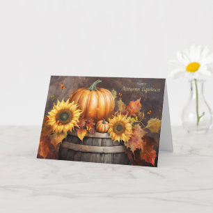 Carte Automne Équinoxe d'automne avec Joli Citrouille de