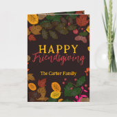 Carte Automne Feuilles Acorns Berries Joyeux Ami (Devant)