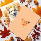 Carte Automne Feuilles d'automne blanc Collie Chien & Ta