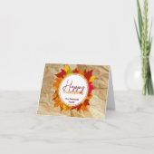 Carte Automne Feuilles d'érable sur papier Texture Thank (Devant)