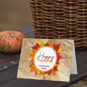 Carte Automne Feuilles d'érable sur papier Texture Thank