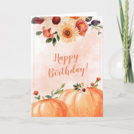 Carte Automne Floral Joyeux Anniversaire (Devant)
