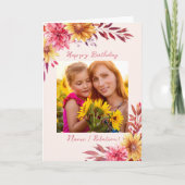 Carte Automne Floral photo personnalisée Anniversaire (Devant)