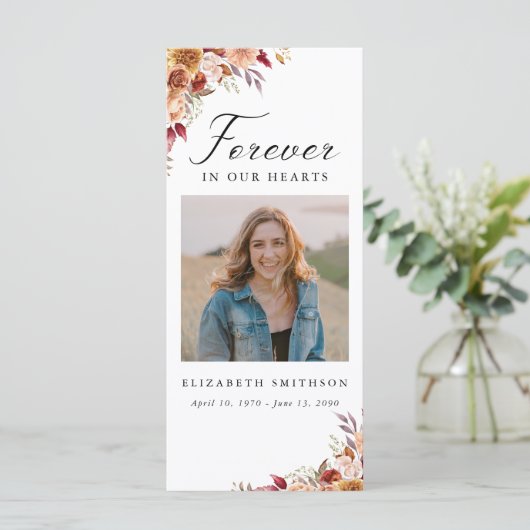 Carte Automne Funérailles pour toujours dans nos coeurs  (Debout devant)