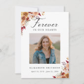 Carte Automne Funérailles pour toujours dans nos coeurs (Devant)