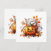 Carte automne Halloween drôle citrouille (Devant / Derrière)