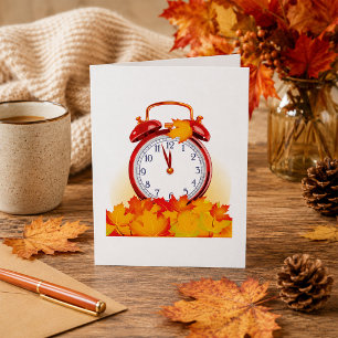 Carte Automne Heure Changer Feuilles Automne Et Horloge 