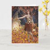 CARTE AUTOMNE IMAGINAIRE LADY FAIRY GREETING CARD BLANC (Fleur jaune)