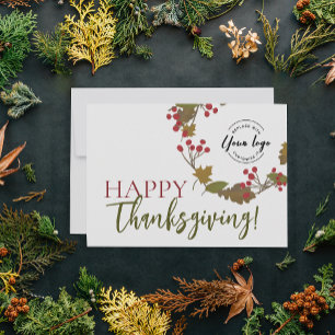 Carte Automne Joyeux Thanksgiving Logo personnalisé Feui