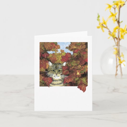 Carte Automne Kitty (Fleur jaune)