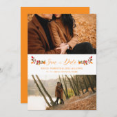 Carte Automne Mariage thématique personnalisé Script pho (Devant / Derrière)