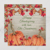 Carte Automne Orange Citrouilles Automne Feuilles (Devant / Derrière)