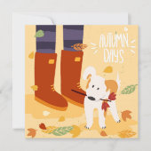 Carte Automne Promenades de chiens d'automne Salutation  (Devant)