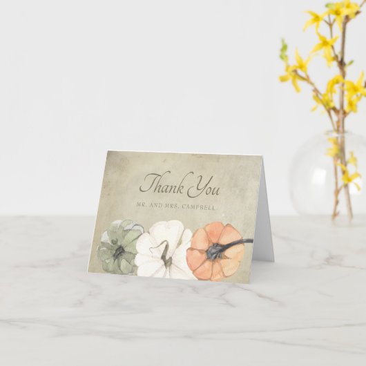 Carte Automne Russe Automne Blanc Orange Citrouille Merc (Fleur jaune)