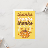 Carte Automne Super Citrouille Feuilles Fêtes Thanksgivi (Devant/Arrière en situation)