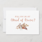 Carte Automne Terracotta Floral Maid of Honor Propositio (Devant)
