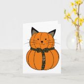 Carte Automne Thanksgiving Cutest Citrouille Chat Face W (Fleur jaune)