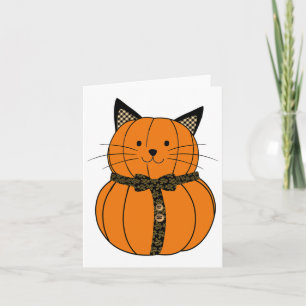Carte Automne Thanksgiving Cutest Citrouille Chat Face W