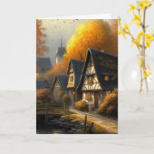 Carte Automne Tudor Home Waterside Path Hello Folt (Fleur jaune)