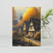 Carte Automne Tudor Style Home Waterside Path Hello Flat (Debout devant)