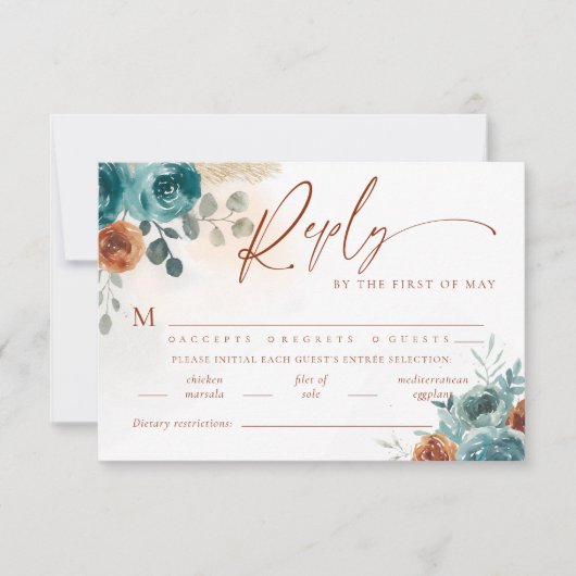 Carte Automne Turquoise Burnt Boho Repas de Boho Boho Ma (Devant)