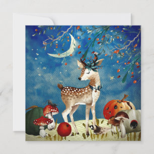 Carte Automne Woodland Friends Deer Forest Illustration
