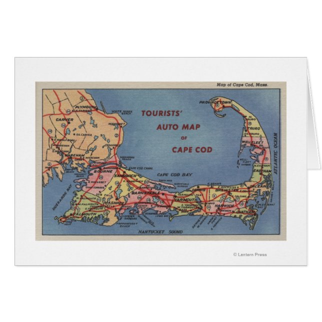 Carte automobile des touristes de Cape Cod (Devant horizontal)