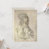 Carte Autoportrait à 13 ans par Albrecht Durer (Devant/Arrière en situation)