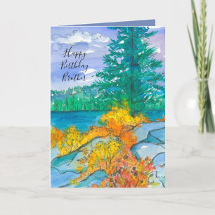 Carte Autumn Mountain Lake Joyeux Anniversaire Brother