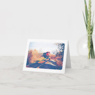 Carte Autumn Train Watercolour Design Notecard