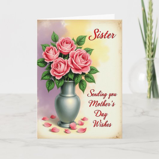 Carte aux Roses Florales à Points (Devant)