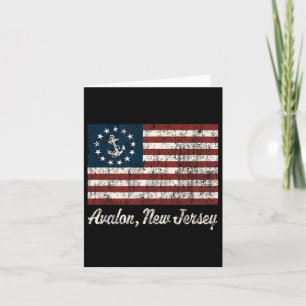 Carte Avalon Nj Vintage États-Unis Ancre Bateau Drapeau