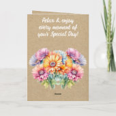 Carte Avec amour 100e anniversaire gerbera fleurs bleu (Dos)