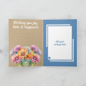 Carte Avec amour 100e anniversaire gerbera fleurs bleu (Intérieur)