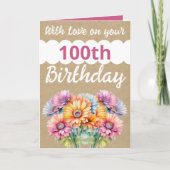 Carte Avec amour 100e anniversaire gerbera fleurs rose (Devant)