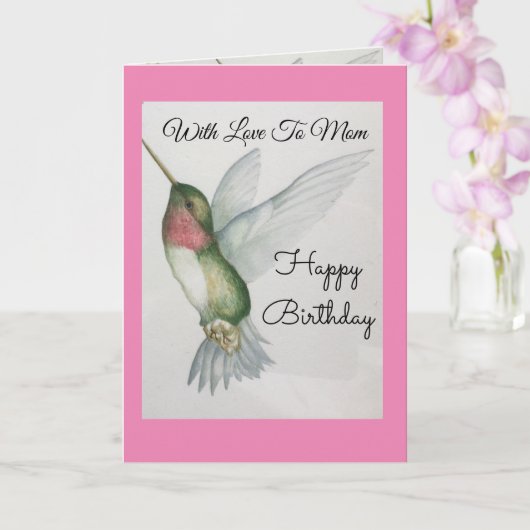 Carte Avec Amour À Maman Joyeux Colibri Anniversaire (Orchidée)