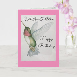 Carte Avec Amour À Maman Joyeux Colibri Anniversaire