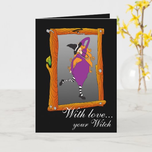 Carte Avec amour... ta sorcière (Fleur jaune)