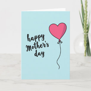 Carte avec ballon en forme de cœur bleu pastel