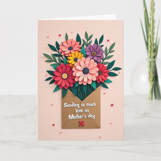 Carte avec bouquet pop-up de fleurs en papier (Devant)