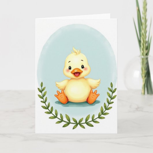 Carte avec cadre ovale bébé oiseau (Devant)
